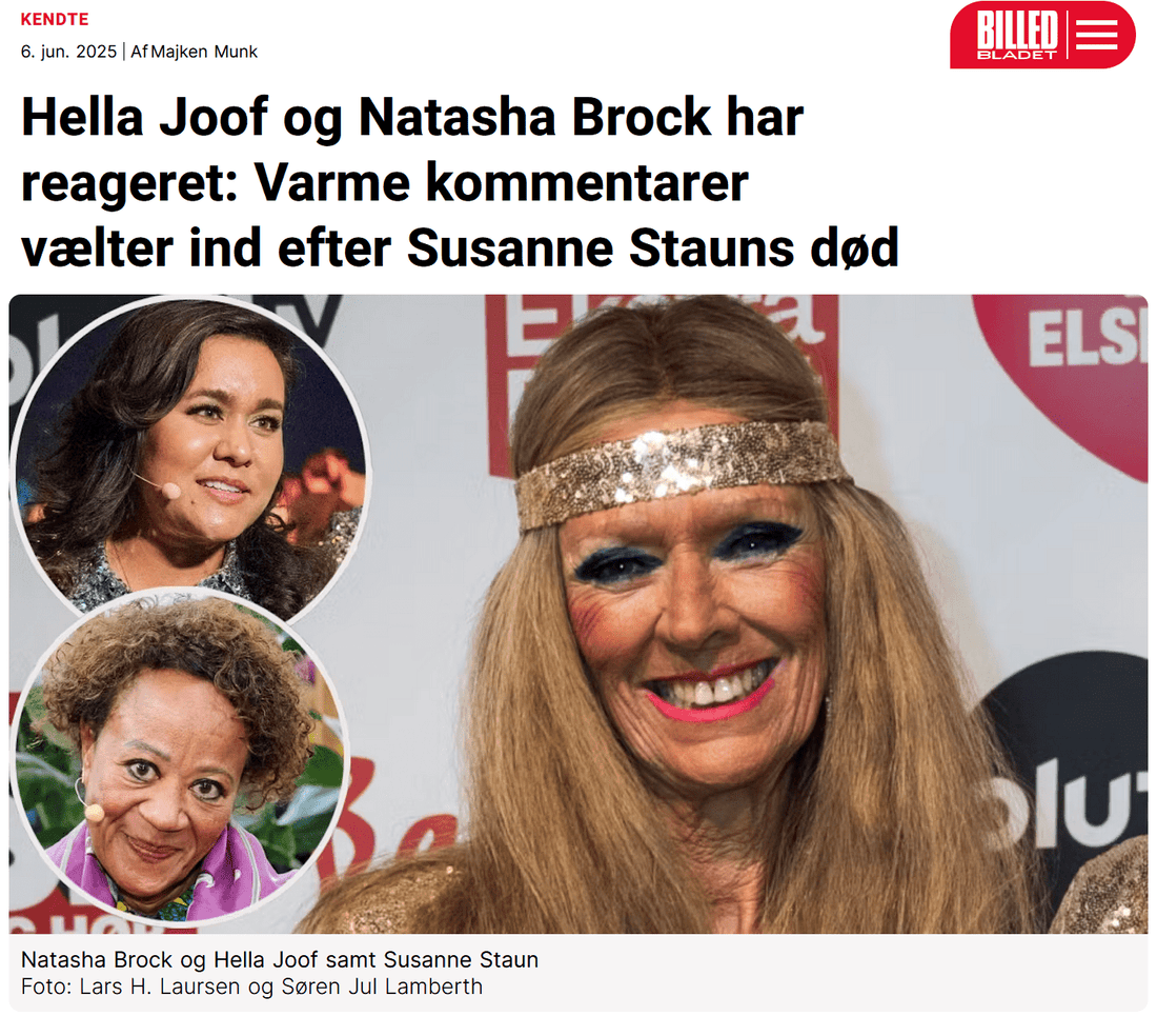 Hella Joof og Natasha Brock har reageret: Varme kommentarer vælter ind efter Susanne Stauns død - Staun Denmark - Til hverdag og fest