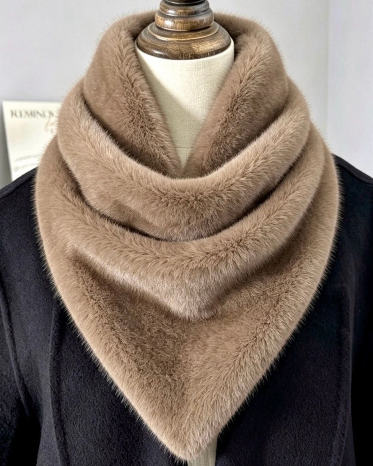 Faux Fur tørklæde - taupe