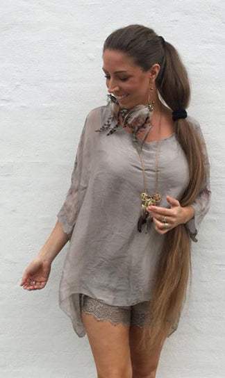 Tunika i silke - taupe