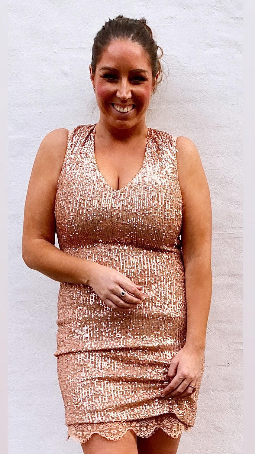 Divaz paliet kjole i rosegold