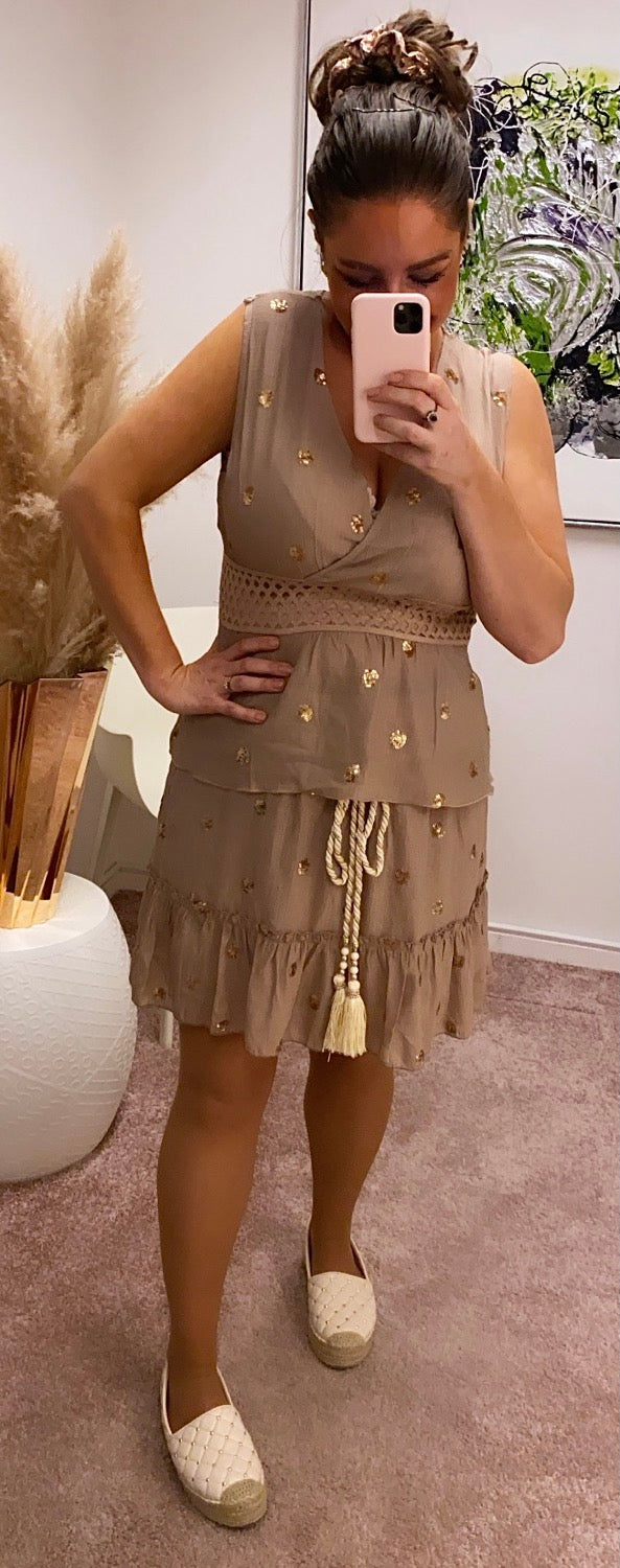 Shiny gold top - taupe