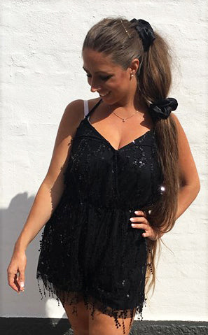 Playsuit med palietter - sort