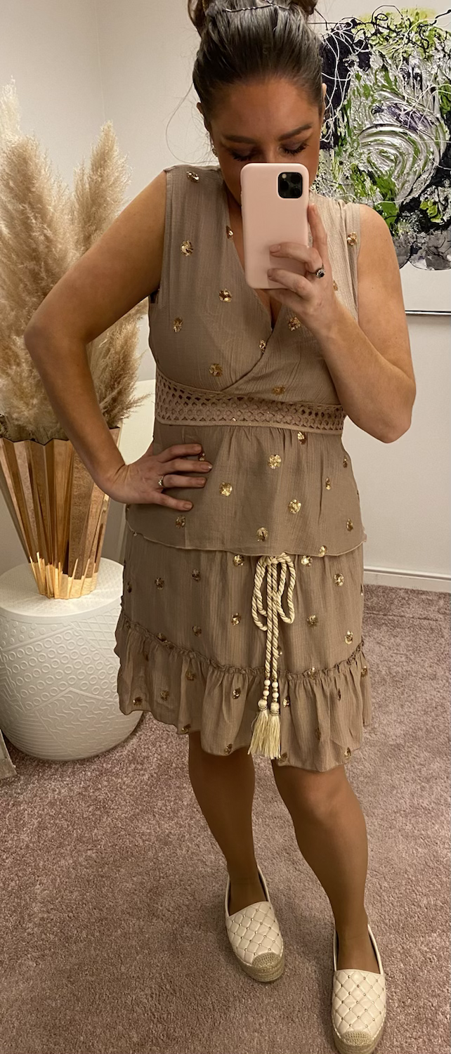 Shiny gold top - taupe
