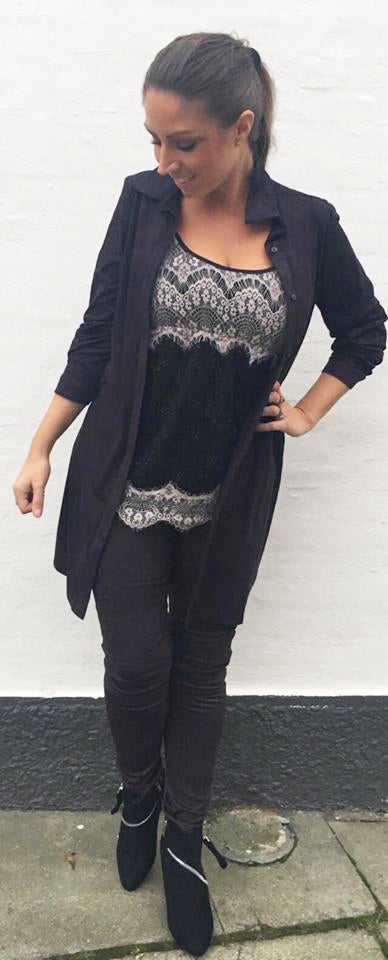 Oversize skjorte i ruskinslook - sort
