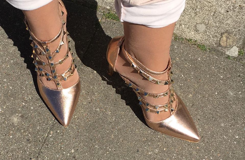 Stiletter med nitter - rosegold