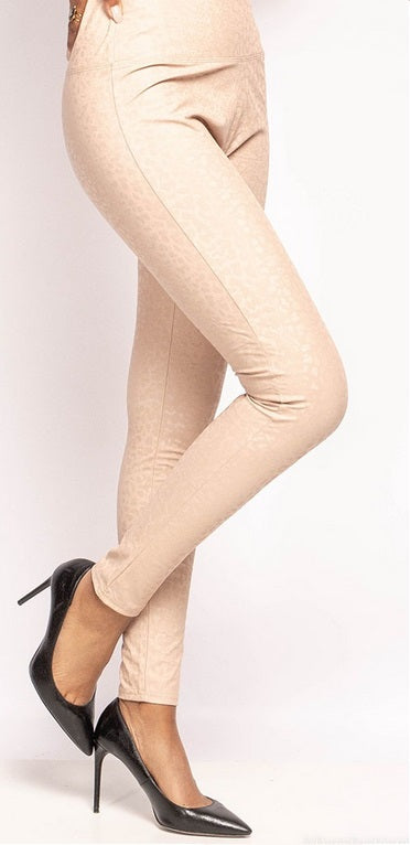 Leggings med leopart print i beige