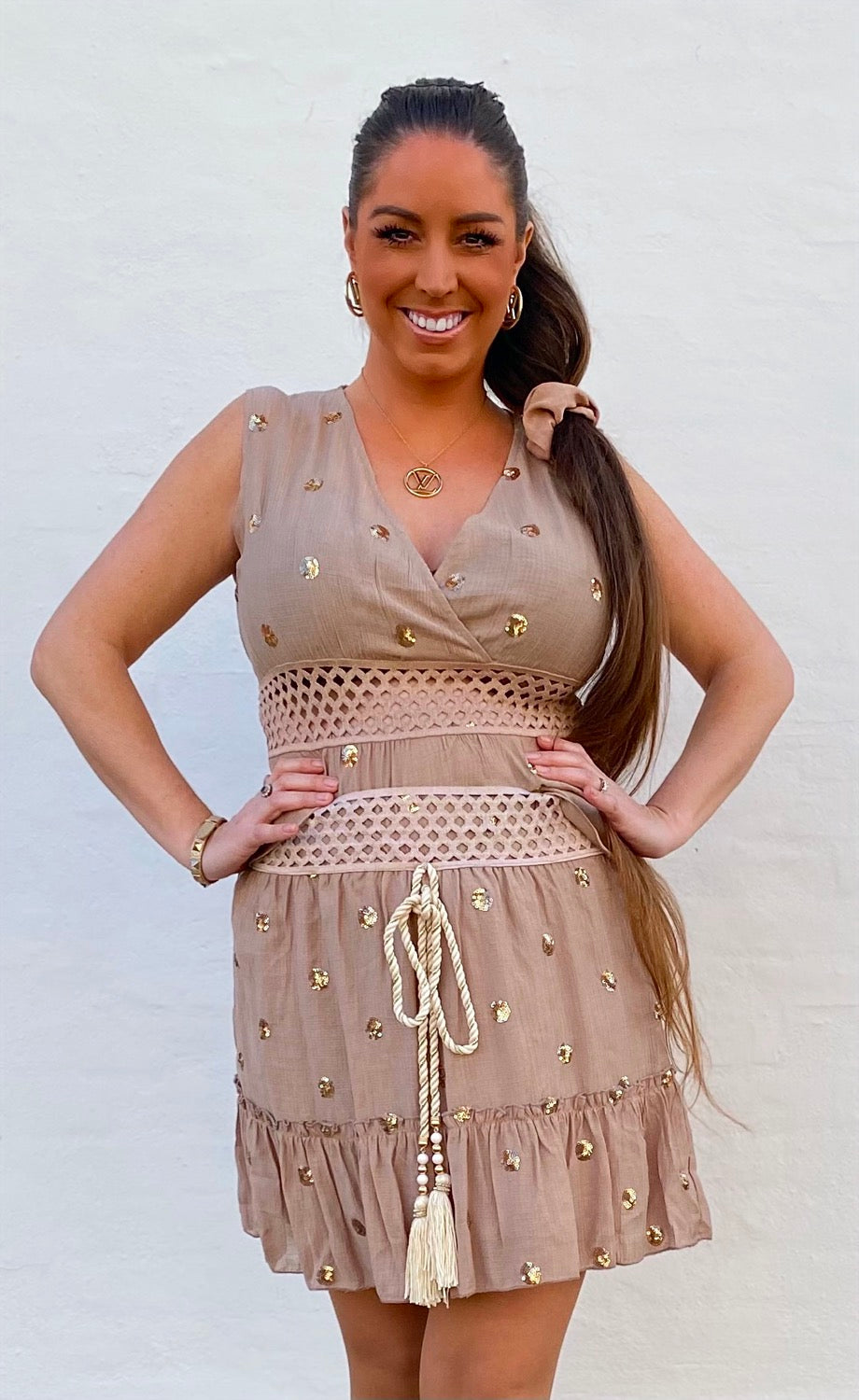 Shiny gold top - taupe