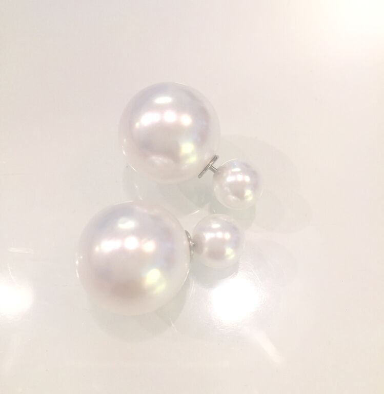Dobbelt perle øreringe - creme