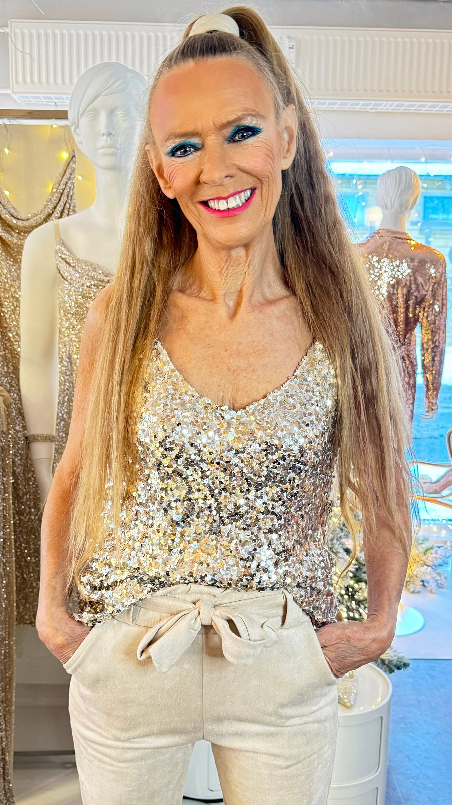 Staun Glitter top i guld look