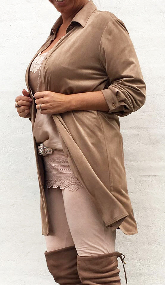 Suede skjorte - taupe