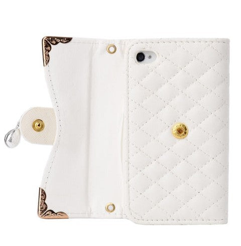 Iphone cover med sten og kæde - hvid