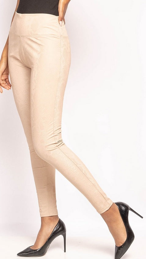 Leggings med snake print i beige