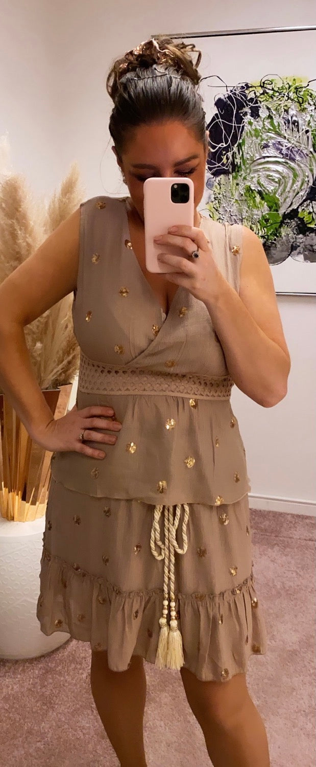 Shiny gold top - taupe