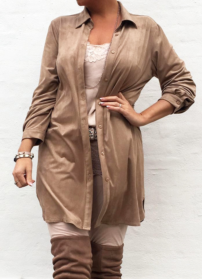 Suede skjorte - taupe