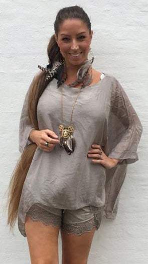 Tunika i silke - taupe