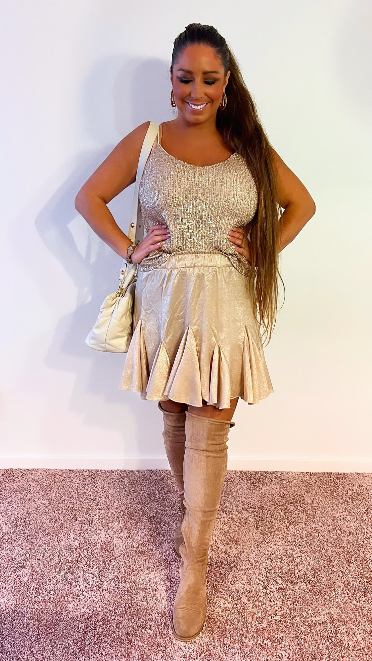 Bolero i rosegold palietter