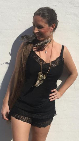 Blonde top i sort - lang