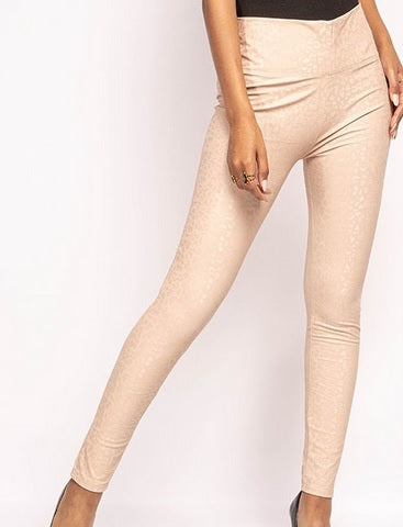 Leggings med leopart print i beige