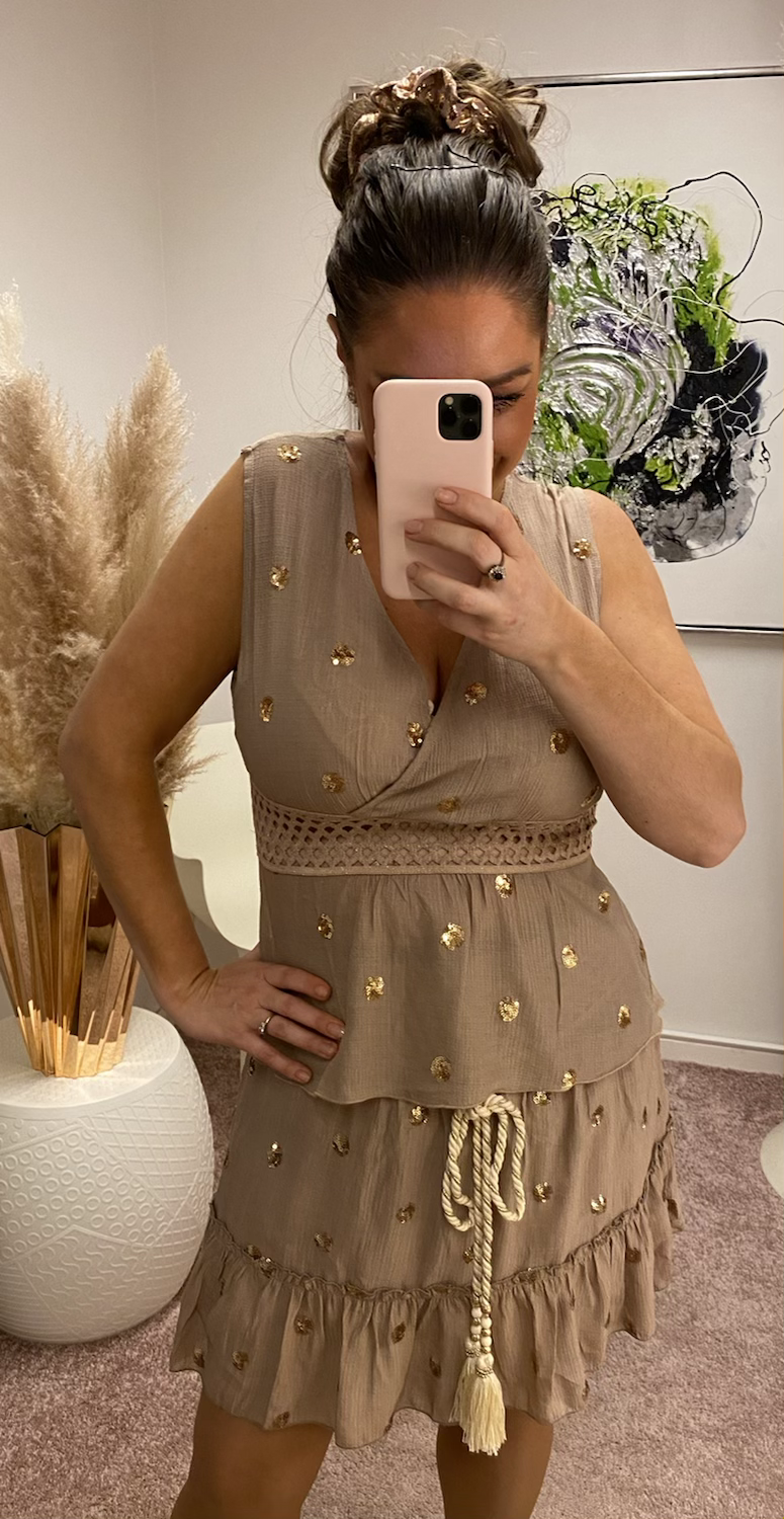Shiny gold top - taupe