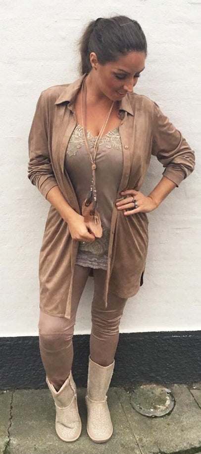 Taupe Leggings i skindlook