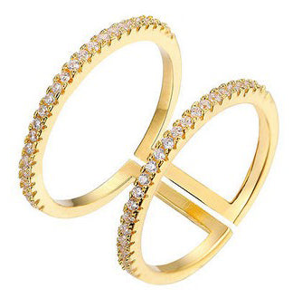 Aura - Dobbelt ring med sten - guld