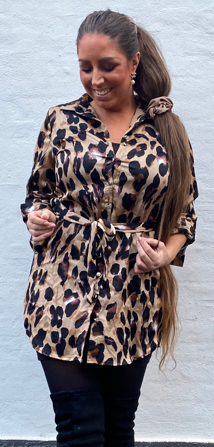 leopard kjole/skjorte