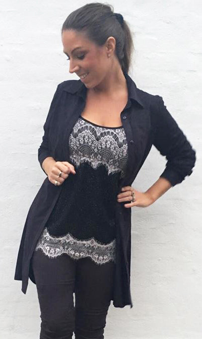 Oversize skjorte i ruskinslook - sort