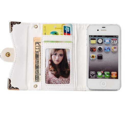 Iphone cover med sten og kæde - hvid