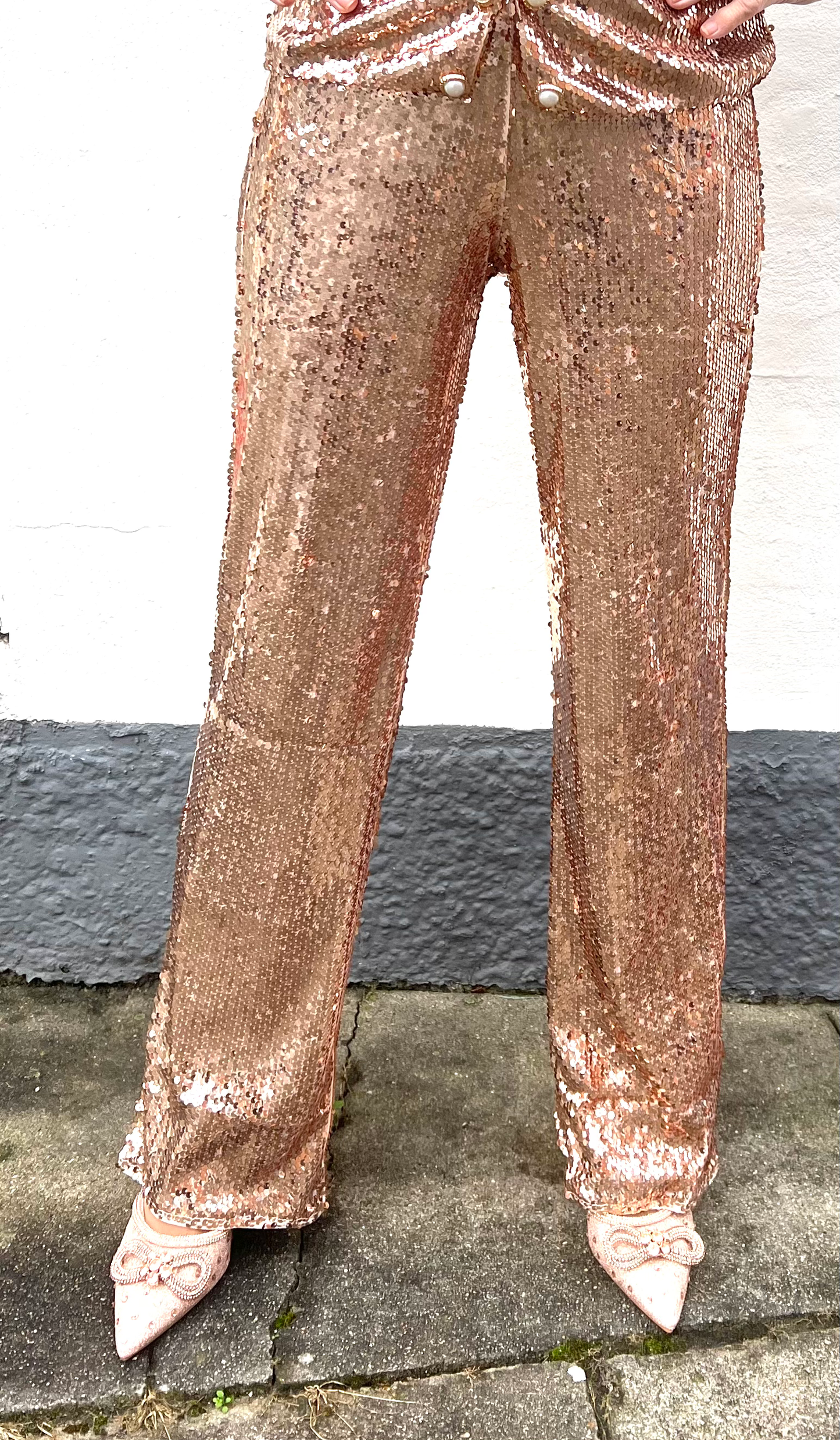 Paliet bukser i rosegold