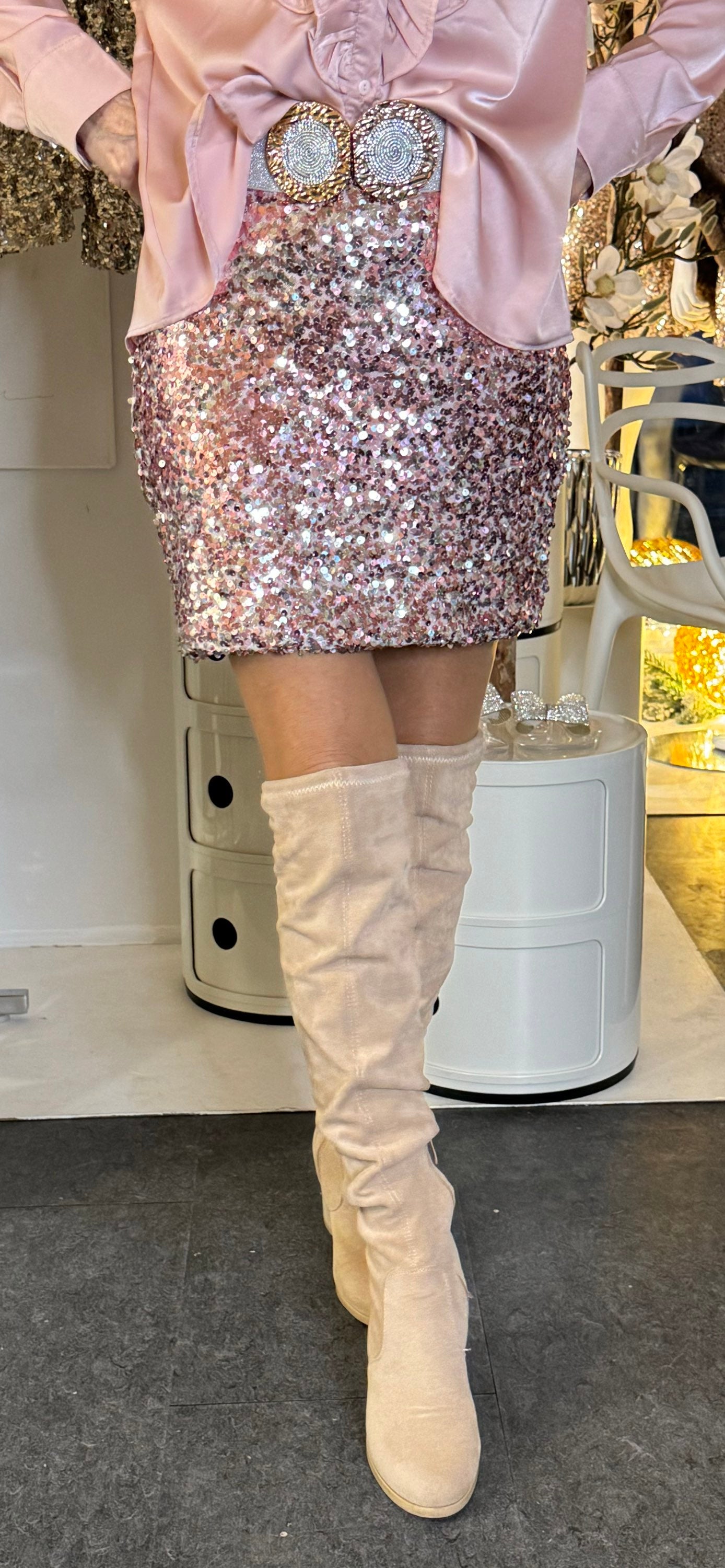 Staun Nederdel i rosa/sølv look