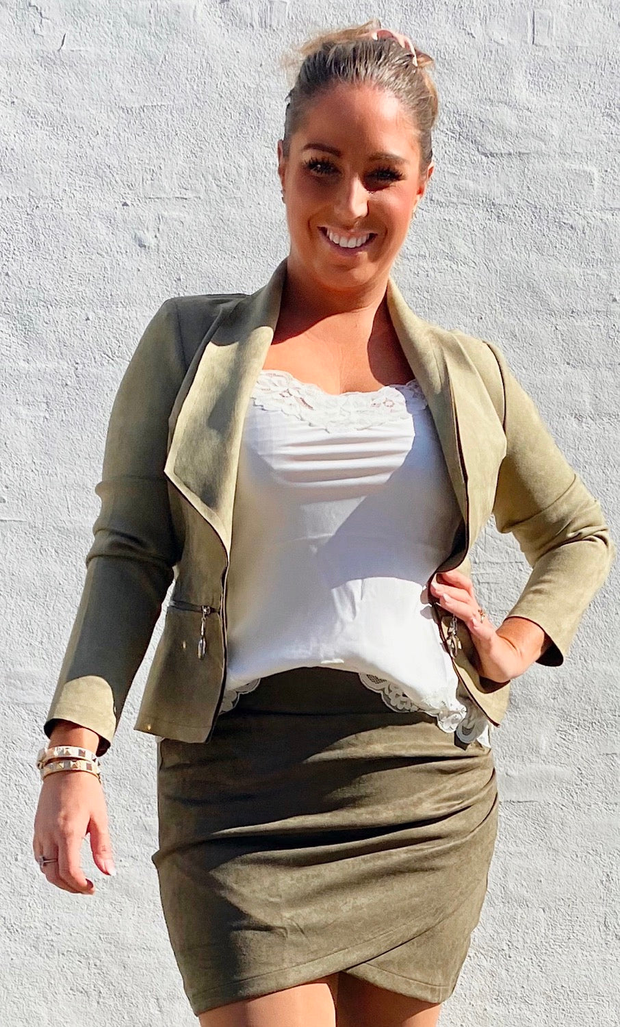 Jakke i suede army