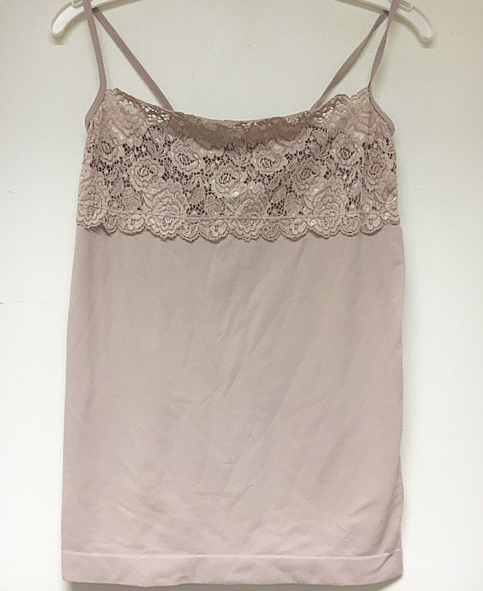 Top med blonde kant ved barm - antik rosa