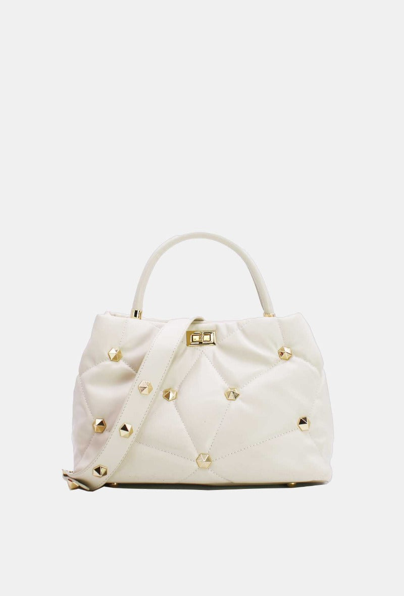 Palentino beige taske med nitter - medium