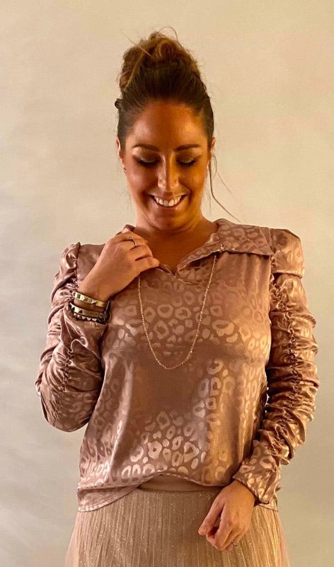 Silkelook leo skjorte/bluse - rosa