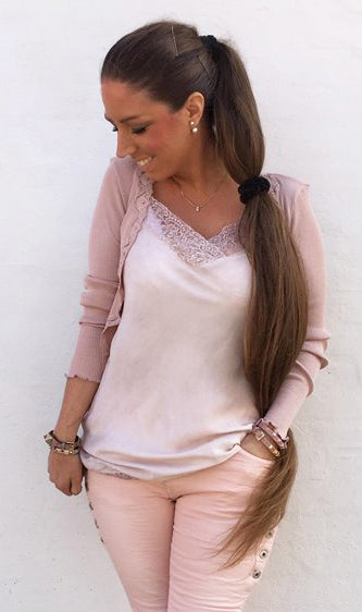 Blonde top i rosa - lang