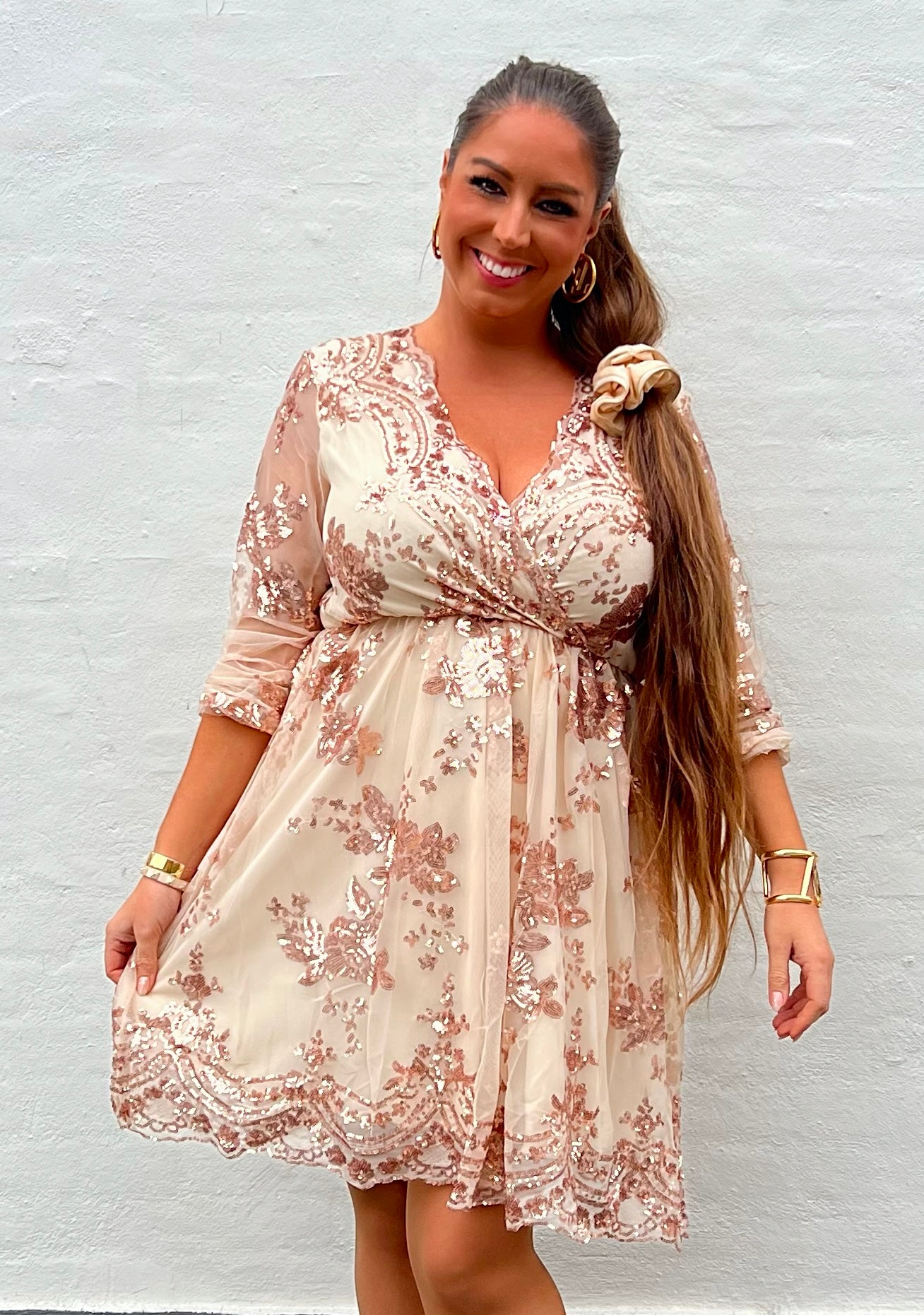 Babydoll kjole i nude