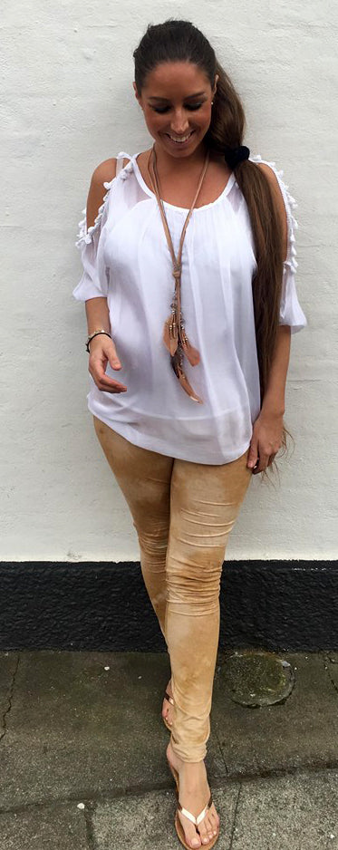 Camel leggings i ruskindslook