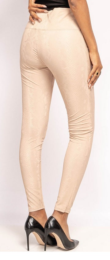 Leggings med snake print i beige