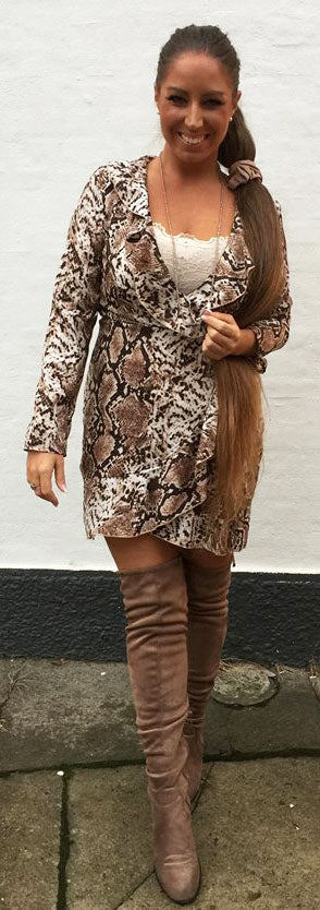 Snakeprint wrap kjole