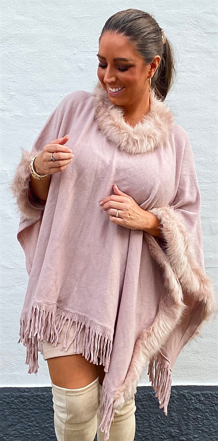 Poncho asymmetrisk - rosa