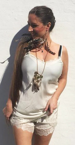 Blonde top i beige - lang