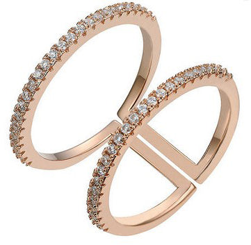 Aura - Dobbelt ring med sten - Rosegold