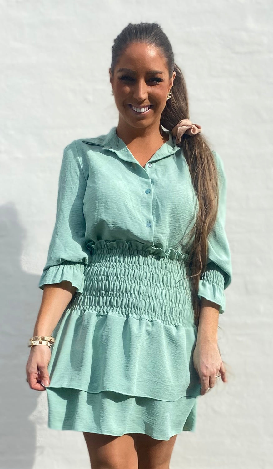 Lulu layer nederdel - aqua grøn