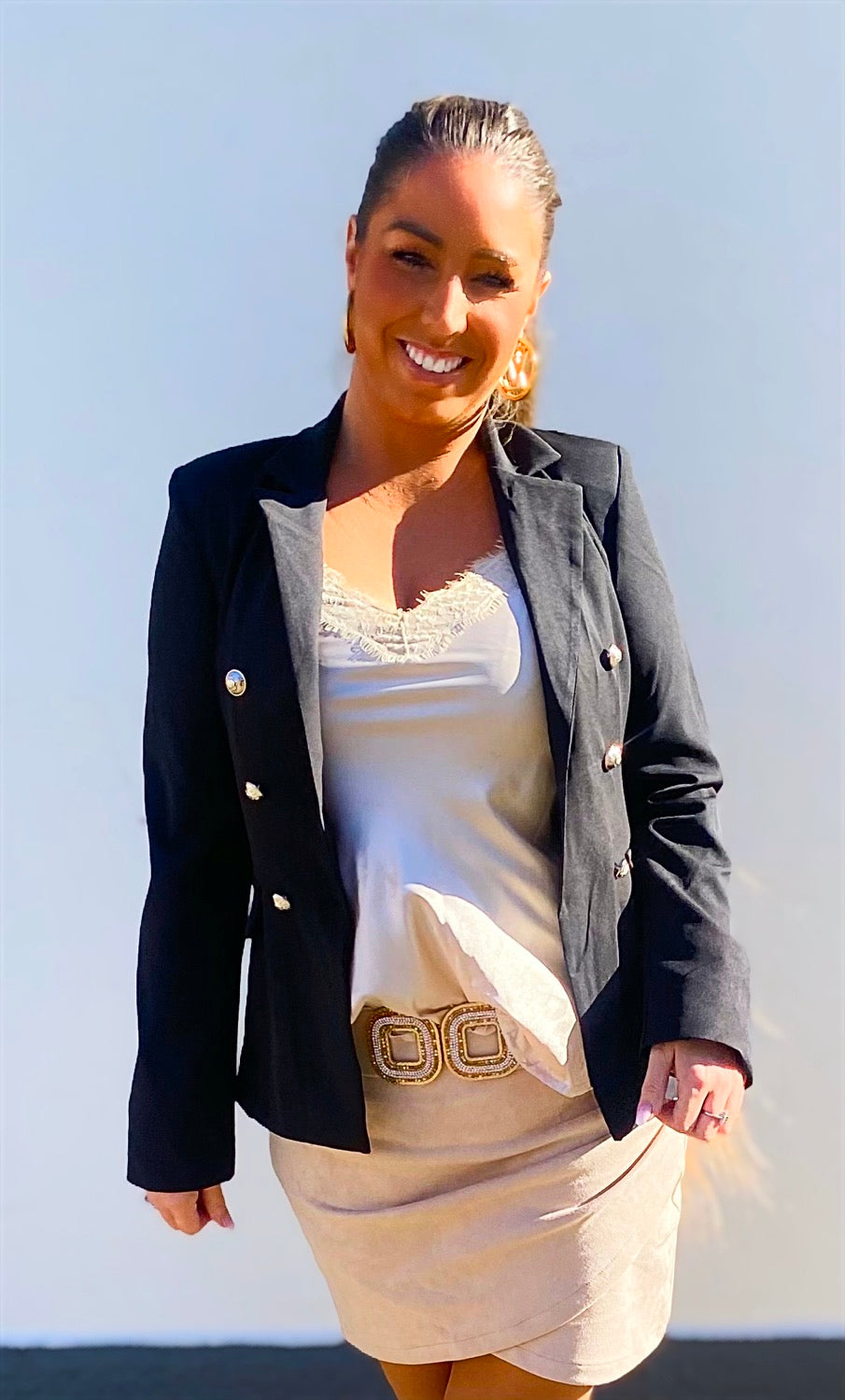 Blazer jakke i sort m. knapper