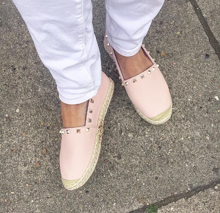 Espadrille i rose med nitter