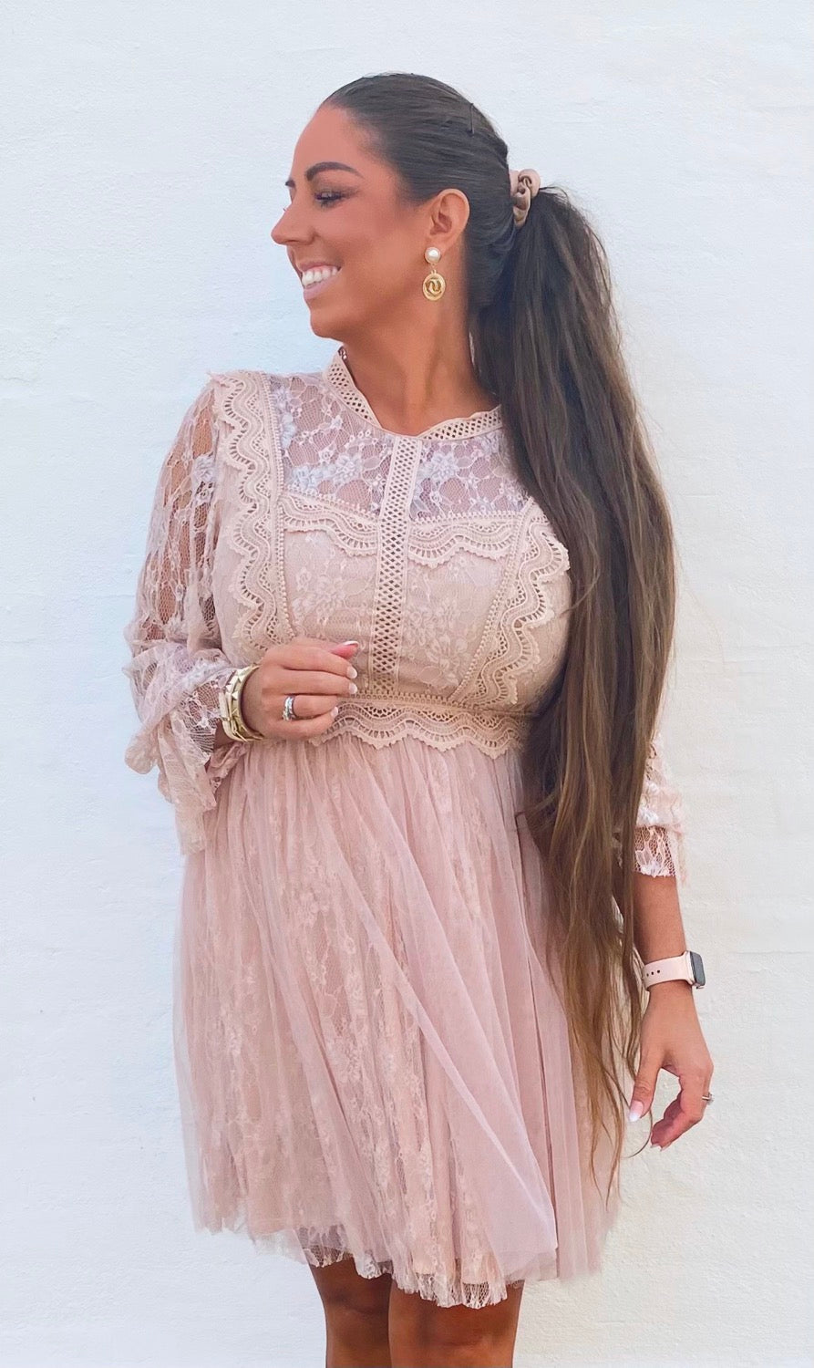 Tulle blonde dress - nude