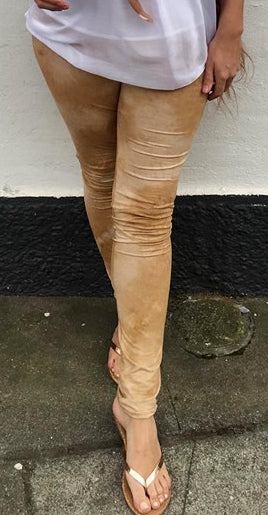 Camel leggings i ruskindslook