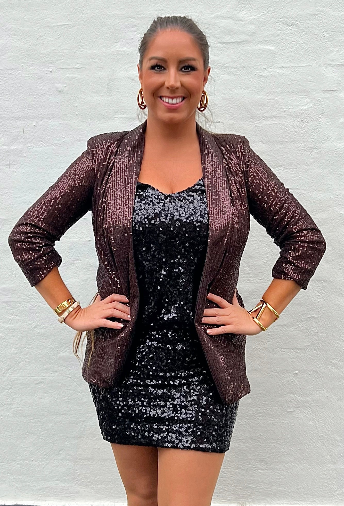 Blazer i palietter - mørke brun