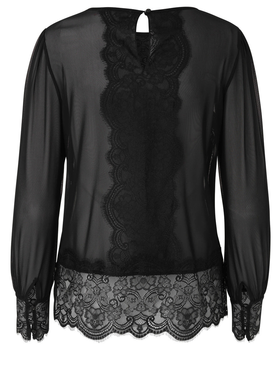 ROSEMUNDE BLUSE MED BLONDE i sort