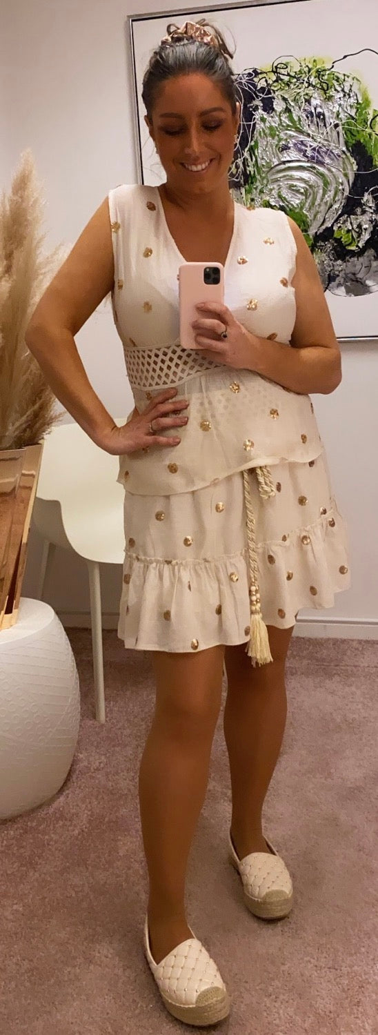 Shiny gold nederdel - beige